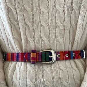 Fossil Womens Rainbow Leather Western Hippie Bohemian Waist Belt Sz S